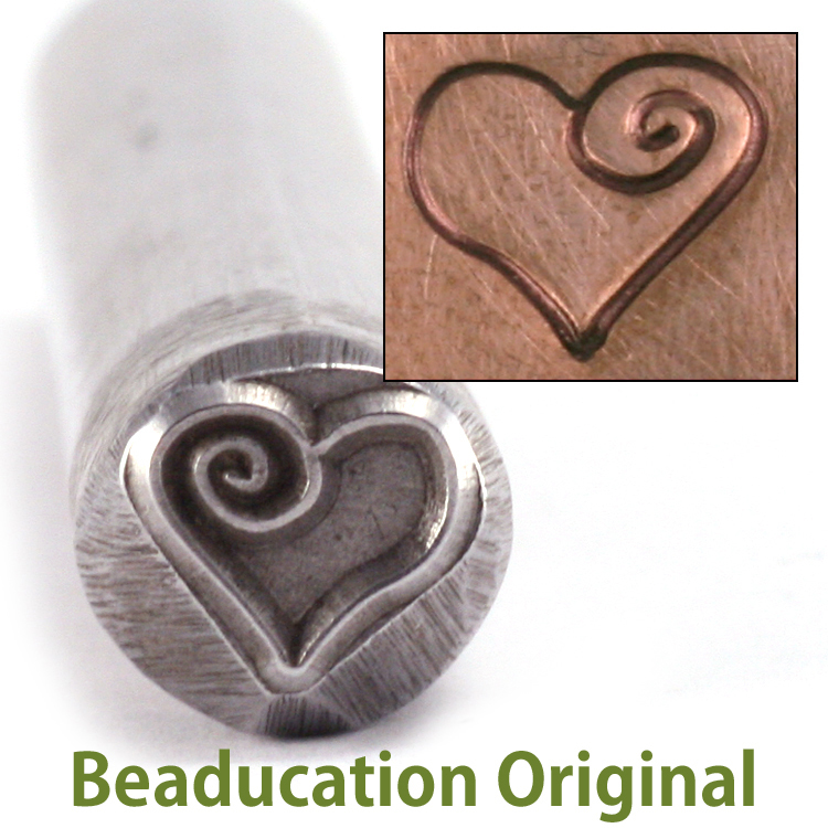 Metal Stamping Tools Large Heart with Spiral Metal Design Stamp (7.5mm)-Beaducation Original